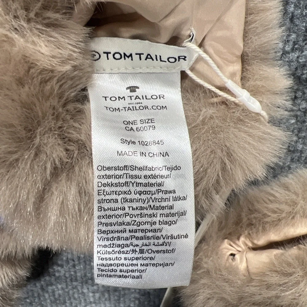 NEW Tom Tailor Women's Faux Fur Mittens Gloves Beige Brown Cozy Warm Winter